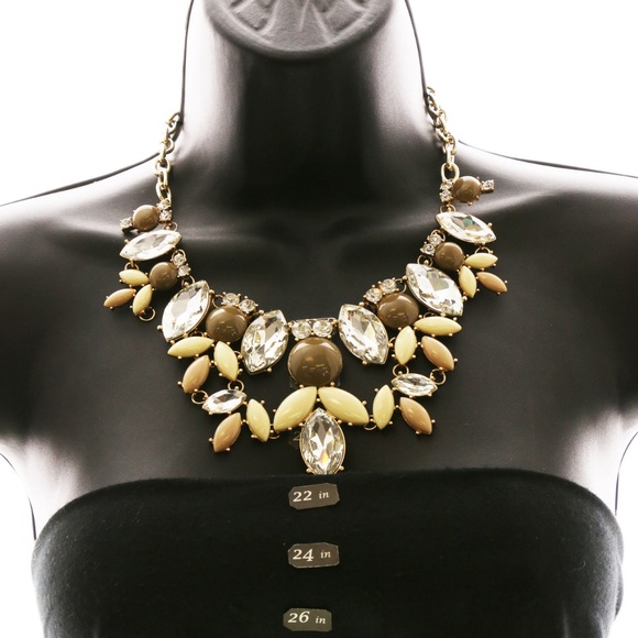 Luxury Crystal Necklace Gold/Brown NWOT - Picture 5 of 5